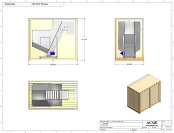 Crate for automatic independent 35 cubic foot hopper , Assy CR-35CF Hopper, by Acasi Machinery Inc.