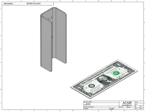 Overflow Liquid Filler Part GI3300-Float-004 By Acasi Machinery