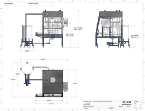 Highly Corrosive Product Rotary Pressure Overflow Filler Drawings, Model RF48-18-BL dimensions, by Acasi Machinery Inc.