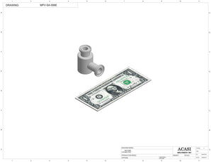 Automatic inline piston filler machine, high viscosity liquid products, pistons, Component MPV-SA-006E, by Acasi Machinery Inc.
