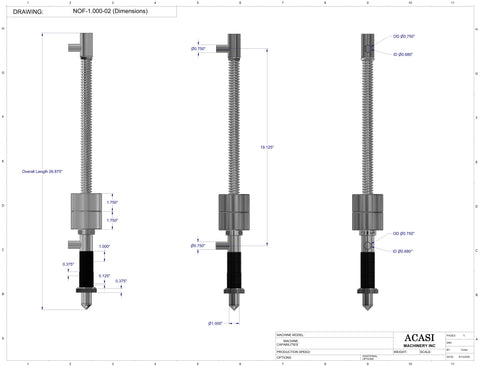 Pressure Overflow Bottom up Nozzles - Drawings