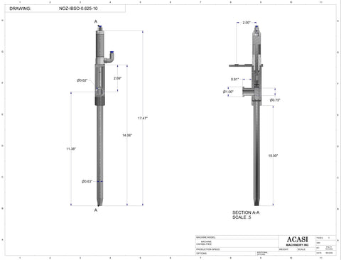 IBSO Bottom Up Nozzle 0.625in (10 in Long Size - Sanitary)