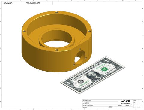 T Cork Push Capper, model - PC1-8000, Part PC1-8000-09-070, by Acasi Machinery Inc.