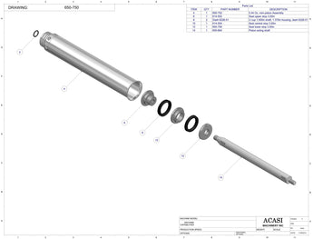 Automatic inline piston filler machine, high viscosity liquid products, pistons, Assy PIS-1.370, by Acasi Machinery Inc.
