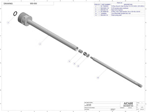 Automatic inline piston filler machine, high viscosity liquid products, pistons, model MiniPiston 1SH, Assy PIS-12, by Acasi Machinery Inc.