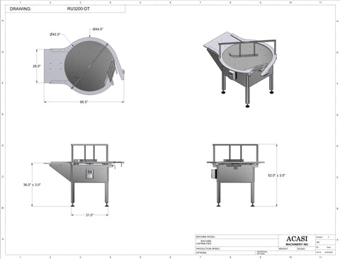 Unscrambling Rotary Table Model RU 3200 - DT Drawings