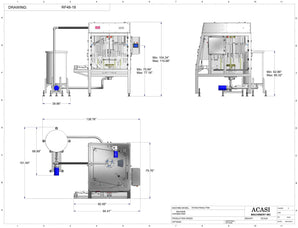Rotary Pressure Overflow Filler Drawings, Model RF48-18 dimensions, by Acasi Machinery Inc.
