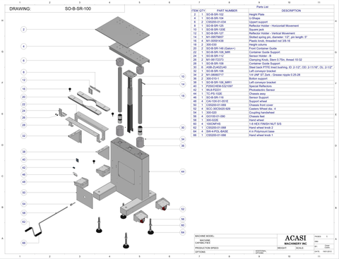 Bottle Secondary Orientator Model SO-B-SR Parts