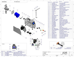 Semi automatic 1 gear pump filler machine, individual filling volume and speed adjusment, high viscocity liquid products, model TruPump 1S, Assy 751-000-V16, by Acasi Machinery Inc.