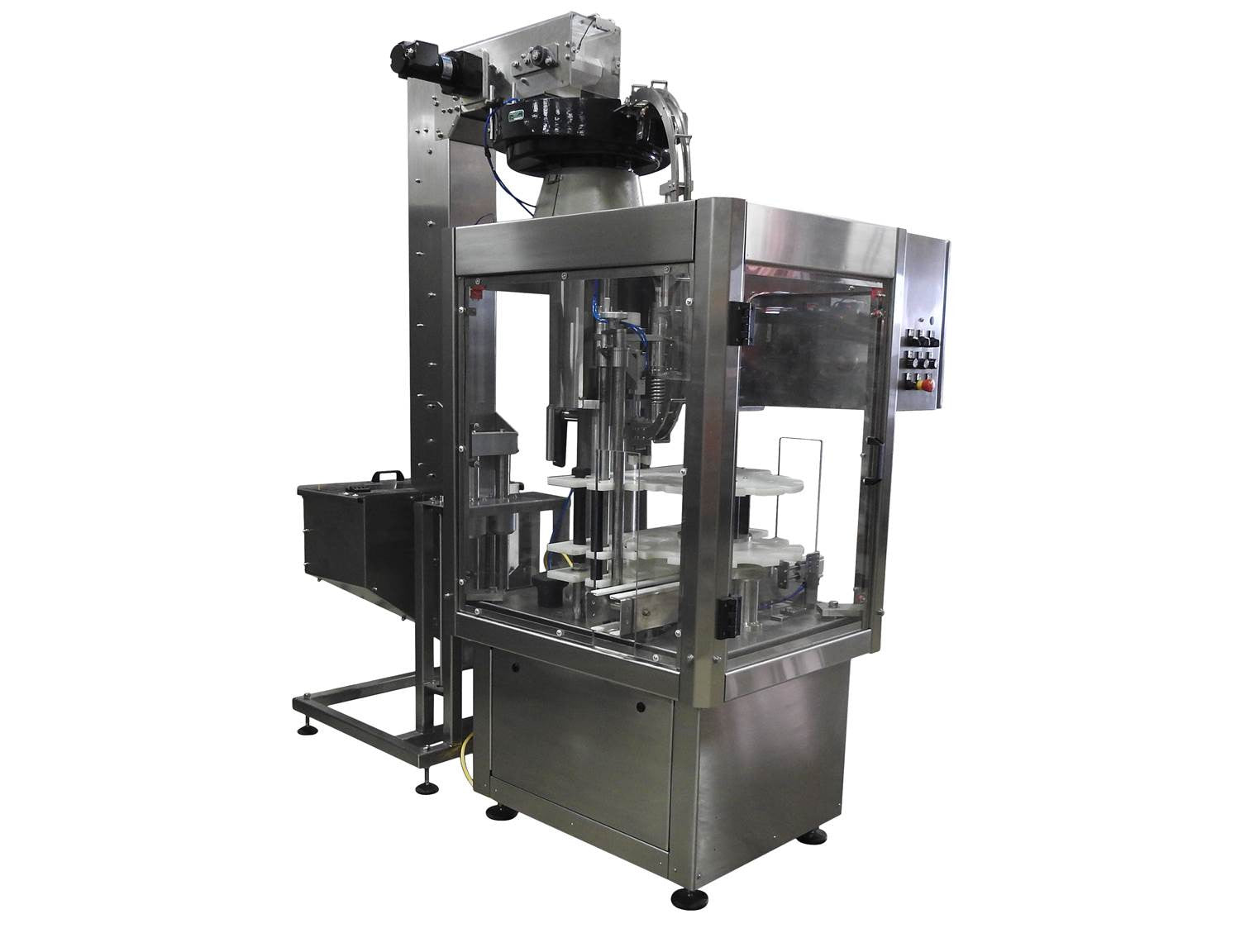 T Cork Push Capper with vibratory type cap feeder, model PC1-8000, by ...