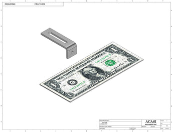 Stainless steel cap chute to feed various sizes of caps, model 11000, Part CD-21-002, by Acasi Machinery Inc.