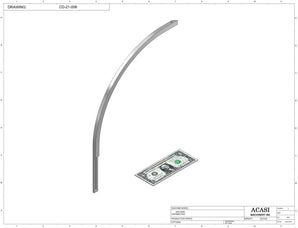 Stainless steel cap chute to feed various sizes of caps, model 11000, Part CD-21-006, by Acasi Machinery Inc.