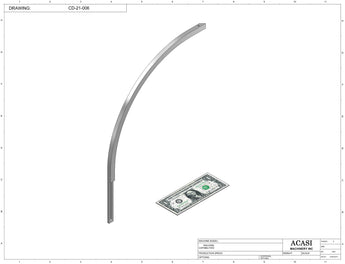Stainless steel cap chute to feed various sizes of caps, model 11000, Part CD-21-006, by Acasi Machinery Inc.