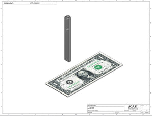 Stainless steel cap chute to feed various sizes of caps, model 11000, Part CD-21-022, by Acasi Machinery Inc.