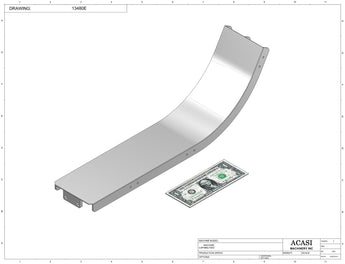 Stainless steel cap chute to feed various sizes of caps, model 13000, Assy 13480E, by Acasi Machinery Inc.