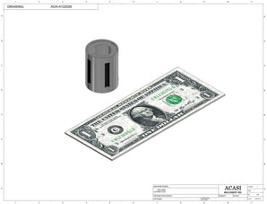 Stainless steel cap chute to feed various sizes of caps, model 13000, Component ADA-A122026, by Acasi Machinery Inc.