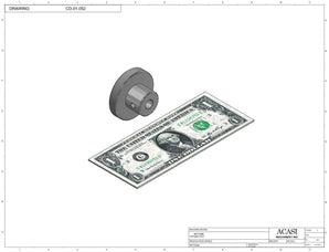 Stainless steel cap chute to feed various sizes of caps, model 13000, Part CD-01-052, by Acasi Machinery Inc.