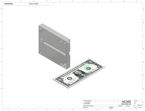 Stainless steel cap chute to feed various sizes of caps, model CD-21, Part CD-21-020, by Acasi Machinery Inc.