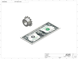 Variable speed floor level cap elevator, model CF1100, Part CF1100-01-018, by Acasi Machinery Inc.