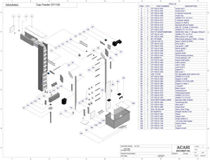 Variable speed floor level cap elevator, model CF1100, by Acasi Machinery Inc.