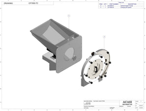 Vertical wheel cap feeder, model CF 7000, Assy CF700-TC, by Acasi Machinery Inc.