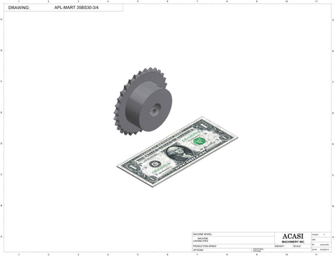 Vertical wheel cap feeder, model CF 7000, Component APL-MART 35BS30-3/4, by Acasi Machinery Inc.