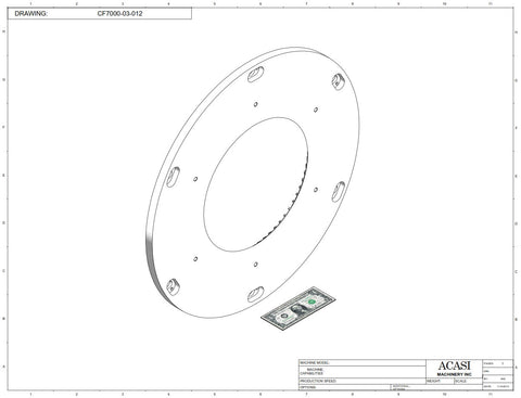 Vertical wheel cap feeder, model CF 7000, Part CF7000-03-012, by Acasi Machinery Inc.