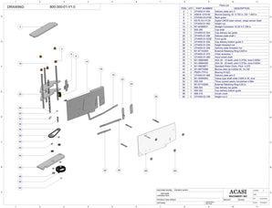 Waterfall cap feeder and sorter, model 800-000, Assy 800-300-01-v1.0, by Acasi Machinery Inc.