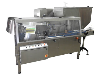 Automatic plastic and metal bottle unscrambler machine with 60 inches bowl, model - TruSort-60, by Acasi Machinery Inc., front and left view
